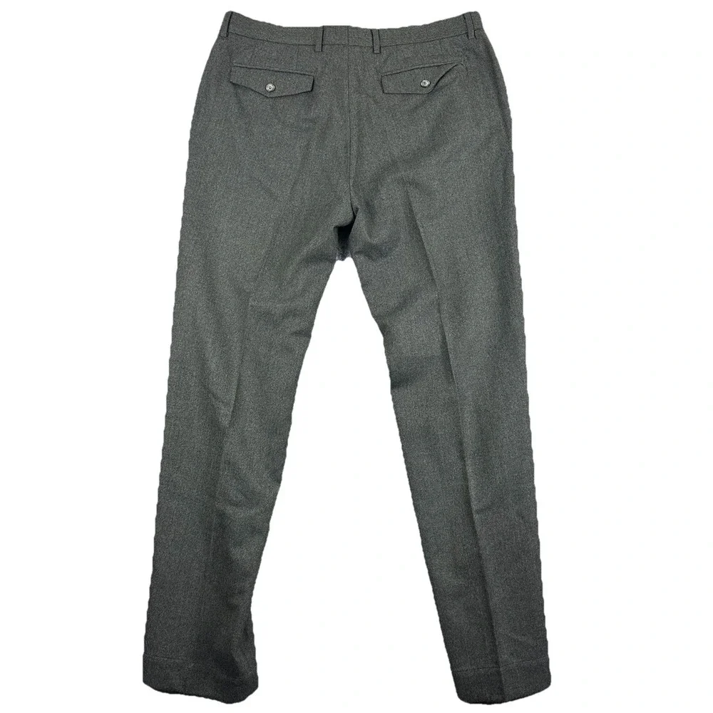 Hickey Mens Wool Dress Pants 35 Brown Heather Wool Trouser Classic Button‎ Fly